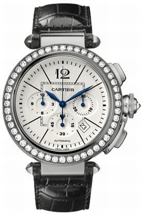 Cartier Pasha Diamond 18kt White Gold Men's Watch WJ121051