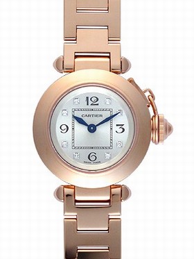 Cartier Pasha Silver Diamond Dial 18kt Rose Gold Ladies Watch WJ124016