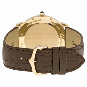 Cartier Ronde Louis Silver Dial 18k Rose Gold Brown Leather Automatic Men's Watch W6801004