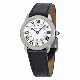 Cartier Ronde Solo Steel Black Leather Ladies Watch W6700155