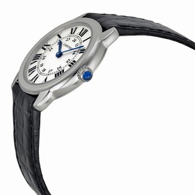 Cartier Ronde Solo Steel Black Leather Ladies Watch W6700155