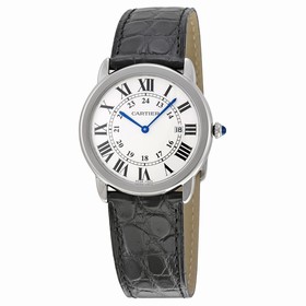 Cartier Ronde Solo Steel Black Leather Men's Watch W6700255