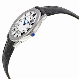 Cartier Ronde Solo Steel Black Leather Men's Watch W6700255