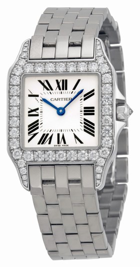 Cartier Santos Demoiselle 18kt White Gold Diamond Large Ladies Watch WF9004Y8