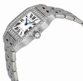 Cartier Santos Demoiselle 18kt White Gold Diamond Large Ladies Watch WF9004Y8