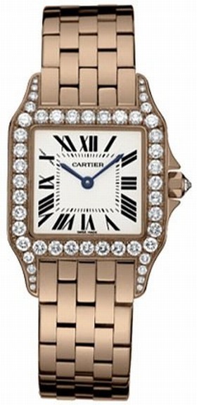 Cartier Santos Demoiselle Large 18k Rose Gold Diamond Watch WF9007Z8