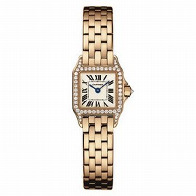 Cartier Santos Demoiselle Mini Model Diamond Bezel 18 kt Rose Gold Ladies Watch WF9011Z8