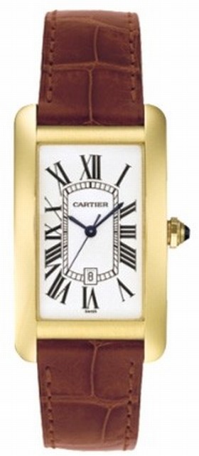 Cartier Tank Americaine 18k Yellow Gold Men's Watch W2603156