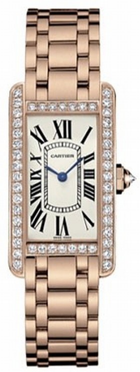 Cartier Tank Americaine Diamond 18k Rose Gold Ladies Watch WB7079M5
