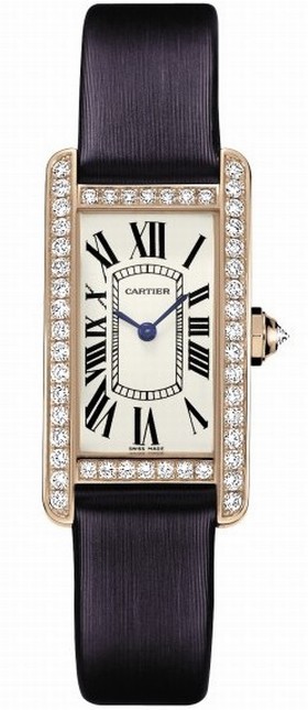 Cartier Tank Americaine Silver Dial Blue Satin Ladies Watch WB707931