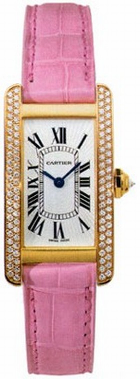 Cartier Tank Americaine Silver Dial Leather Strap Ladies Watch WB701251