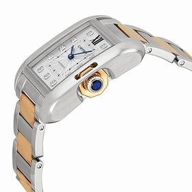 Cartier Tank Anglaise Automatic Silver Dial 18kt Pink Gold and Stainless Steel Ladies Watch WT100025