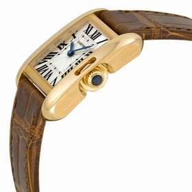 Cartier Tank Anglaise Silver Dial 18k Rose Gold Brown Leather Small Ladies Watch W5310027