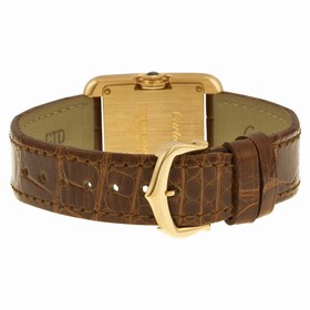 Cartier Tank Anglaise Silver Dial 18k Rose Gold Brown Leather Small Ladies Watch W5310027