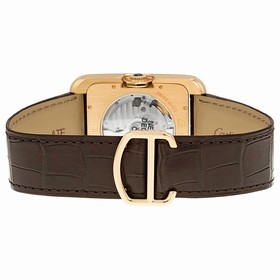 Cartier Tank Anglaise Silver Dial 18kt Rose Gold Brown Leather Men's Watch W5310004