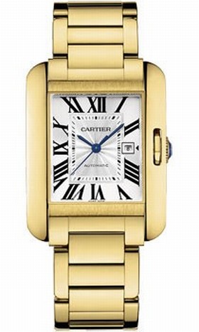 Cartier Tank Anglaise Silver Dial 18kt Yellow Gold Ladies Watch W5310015