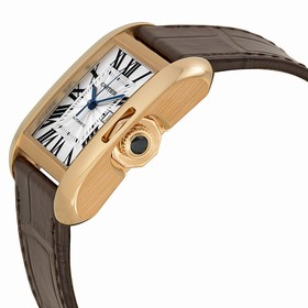 Cartier Tank Anglaise Silver Dial Brown Crocodile Leather Strap W5310005