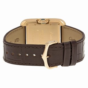 Cartier Tank Anglaise Silver Dial Brown Crocodile Leather Strap W5310005