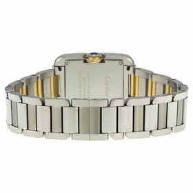 Cartier Tank Anglaise Silver Dial Stainless Steel and 18kt Yellow Gold Ladies Watch W5310046