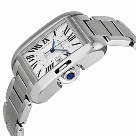 Cartier Tank Anglaise Silver Dial Stainless Steel Bracelet Men's Watch W5310009
