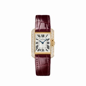Cartier Tank Anglaise Silvered Flinqué Dial Ladies Watch WT100013