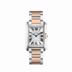 Cartier Tank Anglaise Silvered Flinqué Dial Men's Watch W5310043