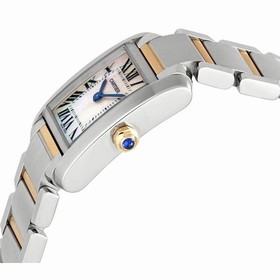 Cartier Tank Francaise 18k Rose Gold and Steel Pink Mother of Pearl Ladies Watch W51027Q4