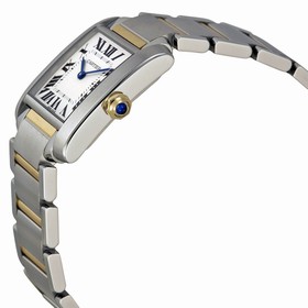Cartier Tank Francaise Silver Dial 18Kt Yellow Gold Steel Ladies Watch W2TA0003