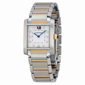Cartier Tank Francaise Silver Dial Steel and 18kt Pink Gold Ladies Watch WE110005