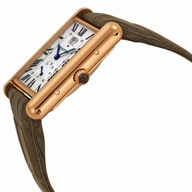 Cartier Tank Louis Silver Dial 18k Rose Gold Brown Leather Mechanical Men's Watch W1560003