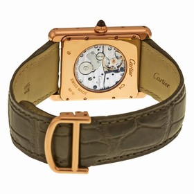 Cartier Tank Louis Silver Dial 18k Rose Gold Brown Leather Mechanical Men's Watch W1560003