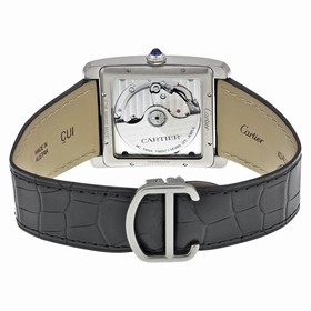 Cartier Tank MC Automatic Silver Dial Black Leather Men's Watch W5330003