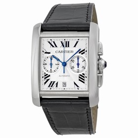 Cartier Tank MC Chronograph Silver Dial Black Leather Ladies Watch W5330007
