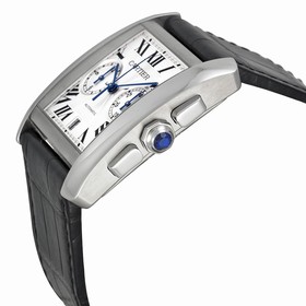 Cartier Tank MC Chronograph Silver Dial Black Leather Ladies Watch W5330007