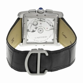 Cartier Tank MC Chronograph Silver Dial Black Leather Ladies Watch W5330007