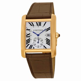 Cartier Tank MC Mechanical Silver Dial Brown Leather Strap Men's Watch W5330001
