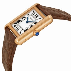 Cartier Tank Solo Silver Dial Brown Leather Strap Ladies Watch W5200024