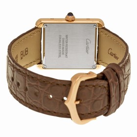 Cartier Tank Solo Silver Dial Brown Leather Strap Ladies Watch W5200024