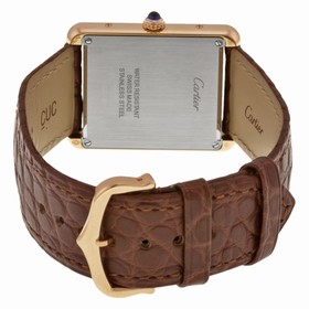 Cartier Tank Solo Silver Dial Brown Leather Strap Ladies Watch W5200025