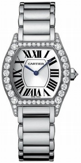 Cartier Tortue Diamond 18kt White Gold Ladies Watch WA5072W9