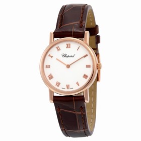 Chopard Classic White Dial 18kt Rose Gold Case Brown Alligator Strap Ladies Watch 127387-5001