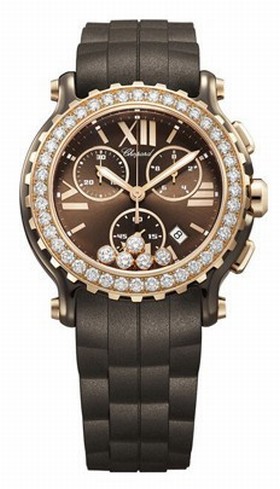 Chopard Happy Sport Chronograph Brown Dial Diamond Watch 288515-9004
