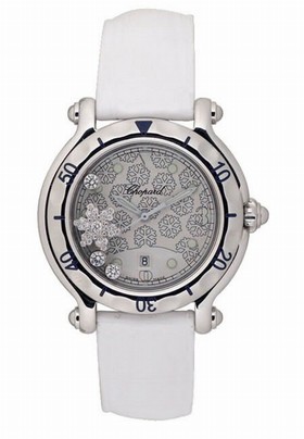 Chopard Happy Sport Diamond Snowflake Steel White Rubber Watch 27/8949