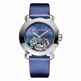 Chopard Happy Sport II Floating Fish Blue Dial Blue Satin Ladies Watch 278475-3049