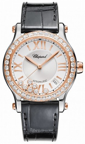 Chopard Happy Sport Silver Dial Diamond Automatic Ladies Watch 278559-6003