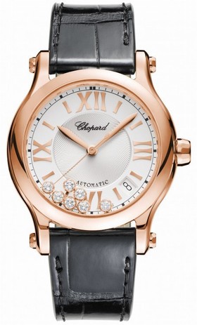 Chopard Happy Sport Silver Guilloche Dial Ladies Watch 274808-5001