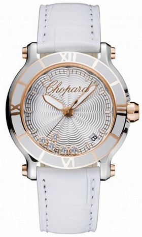 Chopard Happy Sport Silvertone Guilloche Dial Ladies Watch 278551-6002