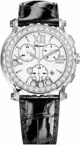 Chopard Happy Sport White Dial Chronograph Diamond Ladies Watch 288506-2001