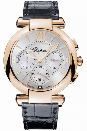 Chopard Imperiale Chronograph Mother of Pearl Dial Brown Leather Men's Watch 384211-5001
