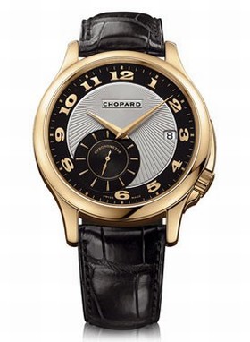 Chopard L.U.C Classic Twist Silver and Black Dial Black Leather Men's Watch 161888-5002